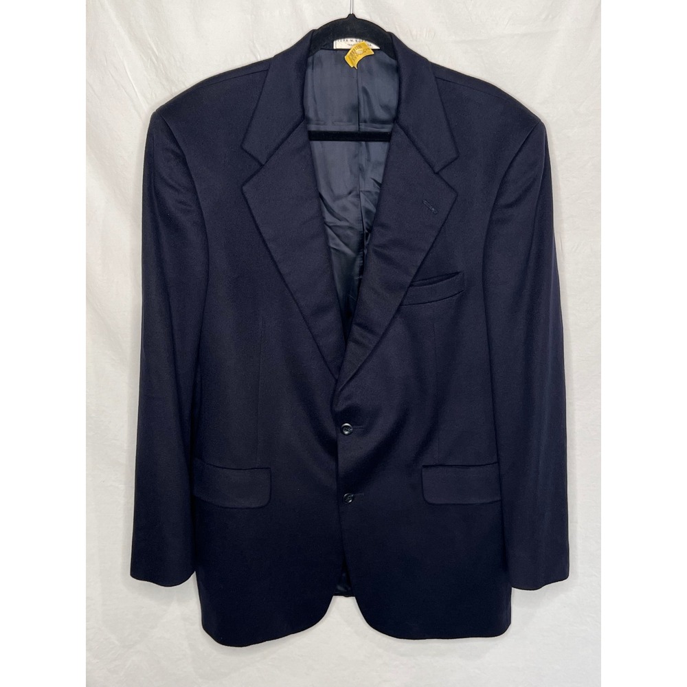 John W Nordstrom Loro‎ Piana Blazer 44L Long 100% Cashmere Navy Blue Jacket Coat